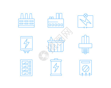电路改造蓝色ICON图标电力SVG图标元素套图插画