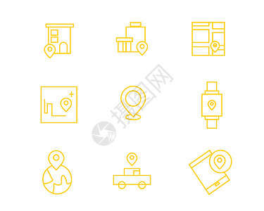 手表矢量彩色定位导航图标商店矢量SVG图标元素套图插画