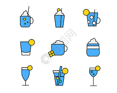 彩色酒水饮料图标矢量SVG图标元素套图图片