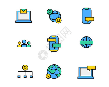 人际彩色通信图标信息矢量SVG图标元素套图插画