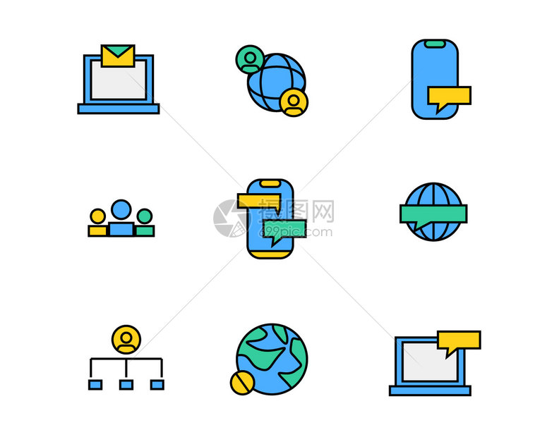 彩色通信图标信息矢量SVG图标元素套图图片