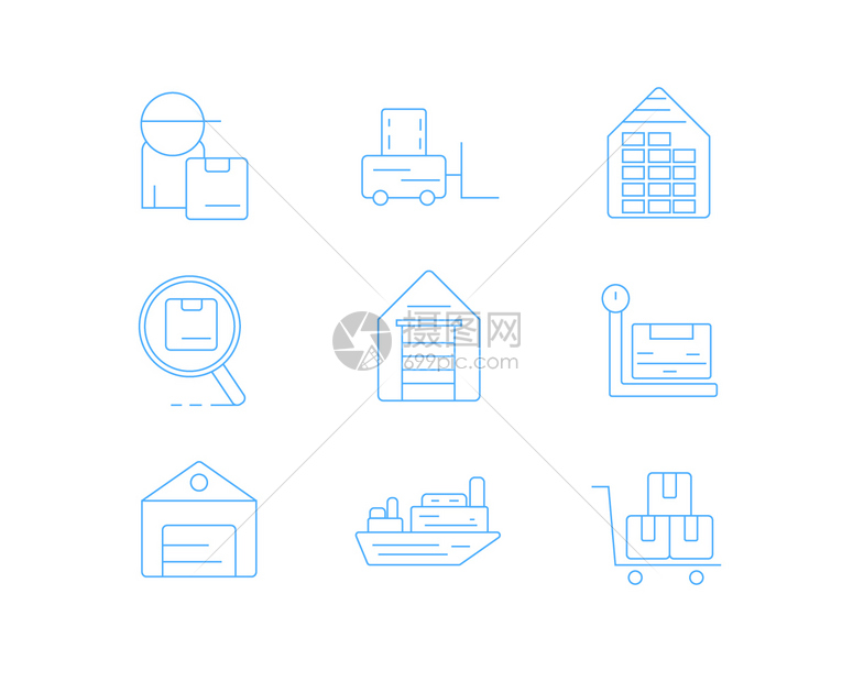 蓝色ICON图标物流SVG图标元素套图图片