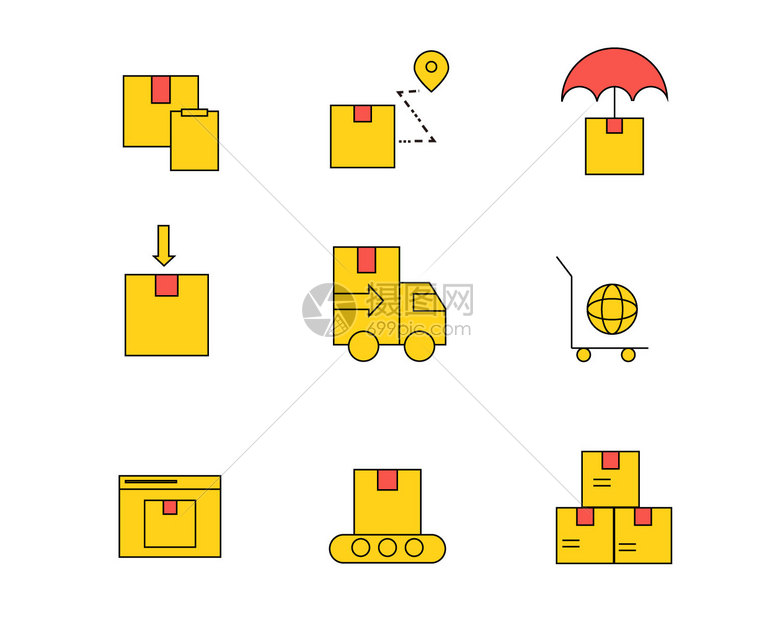 彩色物流交通图标矢量SVG图标元素套图图片