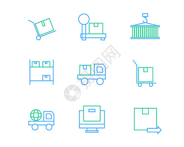 蓝绿色物流交通图标矢量SVG图标元素套图4图片