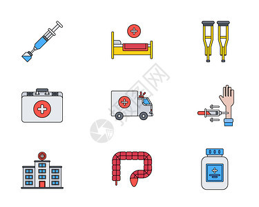 彩色医疗可爱ICON图标SVG元素套图4背景图片