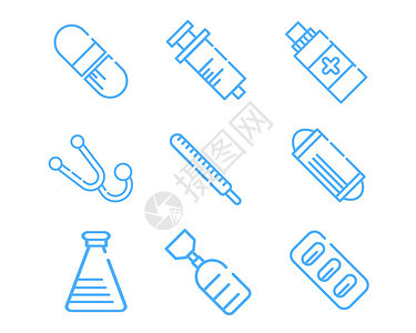 蓝色线性医疗行业图标svg图标元素套图7图片