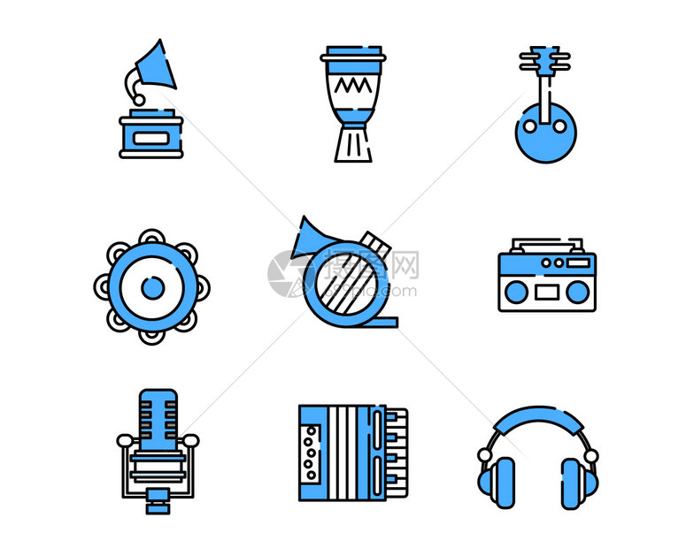 蓝色音乐娱乐图标svg图标元素套图6图片