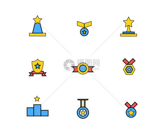 彩色勋章图标奖牌矢量SVG图标元素套图2图片