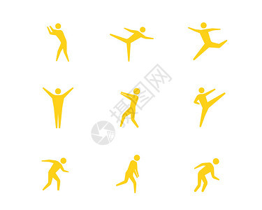 黄色运动小人图标运动svg图标元素套图图片