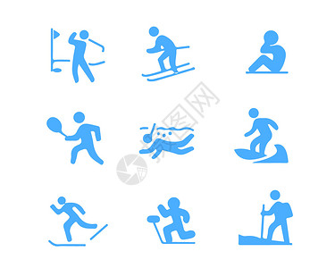 跑步元素蓝色运动小人图标svg图标元素套图9插画