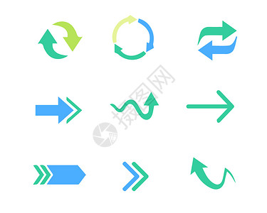 蓝色绿色面型指向性图标svg图标元素套图12插画
