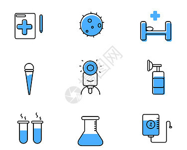 蓝色病例医疗元素矢量套图图片