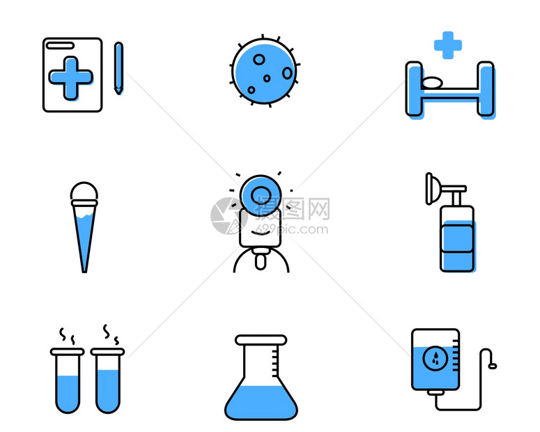 蓝色病例医疗元素矢量套图图片