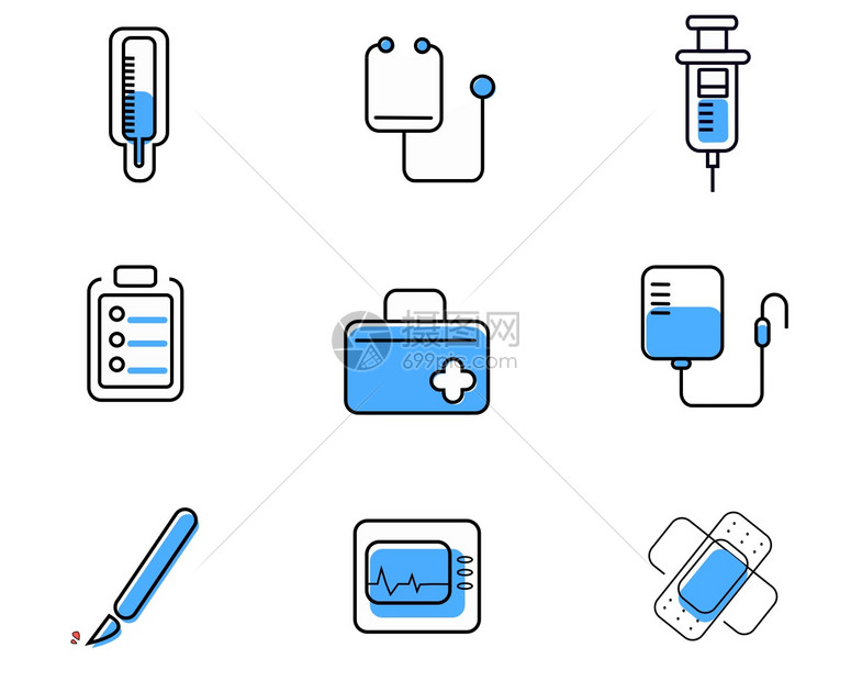 蓝色医疗元素矢量套图3图片