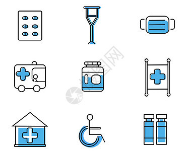 蓝色药片医疗元素矢量套图图片