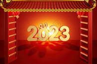 兔年红色创意大门2023图片