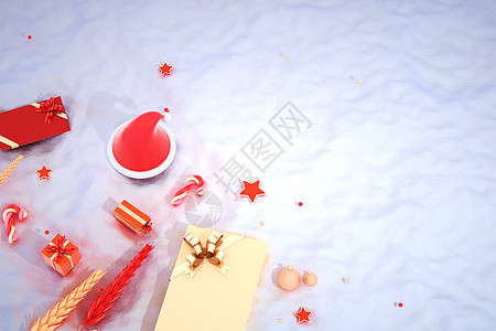 圣诞节雪地礼盒背景图片
