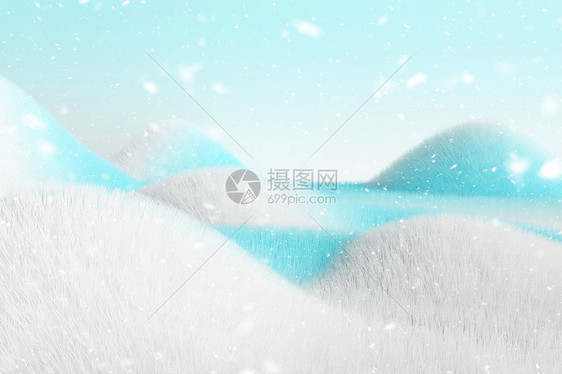 blender冬天毛绒下雪场景图片