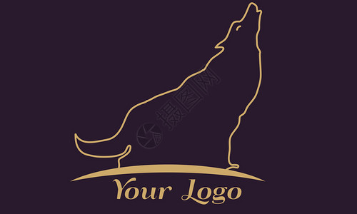 狼公司大纲徽标或商标的标志矢量图图片