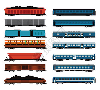一套货运和客运铁路车图片