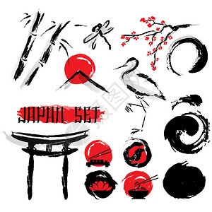 日本相扑水墨画图标图片