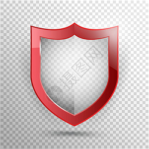 透明盾牌安全徽章图标隐私卫士保护红盾概念装饰安全元件防御标志保护图片