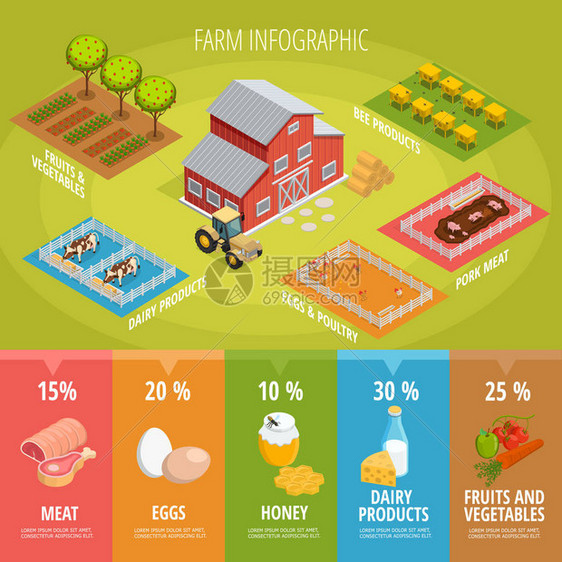 农场食品等距图表图片