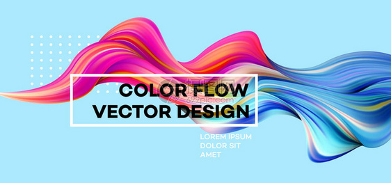 现代多彩的流动海报波浪液体形状在设计项目的艺术设计矢量插图图片