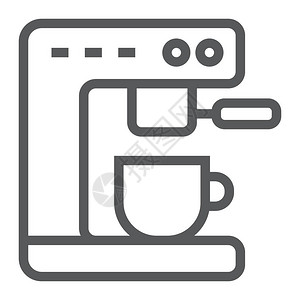咖啡机线图标厨房和烹饪杯子符号矢量图形在白色背景上的线模式eps10图片