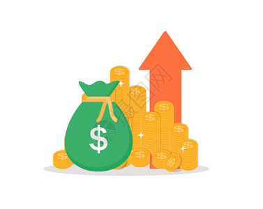 增加收入金融战略金币图标志商业融资货币概念矢量说明EPS10图片