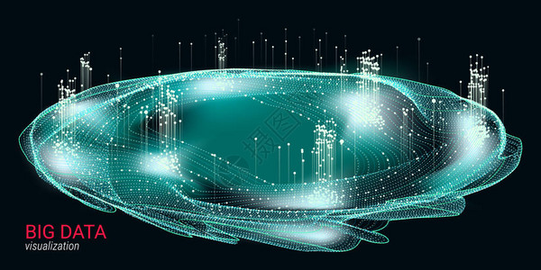 抽象大数据可视化带有点运动的波辉光圈科学幻灯片或视觉信息的3d未来主义背景宇宙之光大数据可视图片