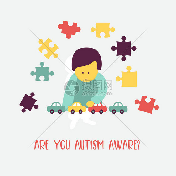 孤独症儿童孤独症综合征的早期征象矢量标志儿童自闭症谱系障碍ASD图标儿童孤独症的体征和症状图片