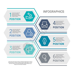 扁线向量例证包含六个元素六边形矩形的信息图模板一步一步的时间轴专为业务演示网页设计图表培训而设计包括6个步图片