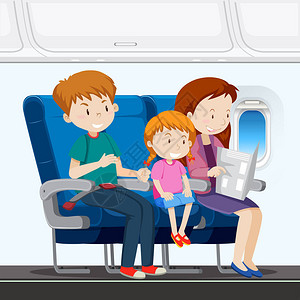 飞机插图上的家庭图片