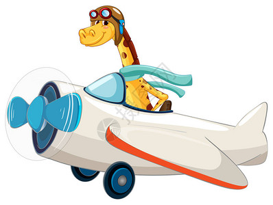 长颈鹿骑着飞机插图图片