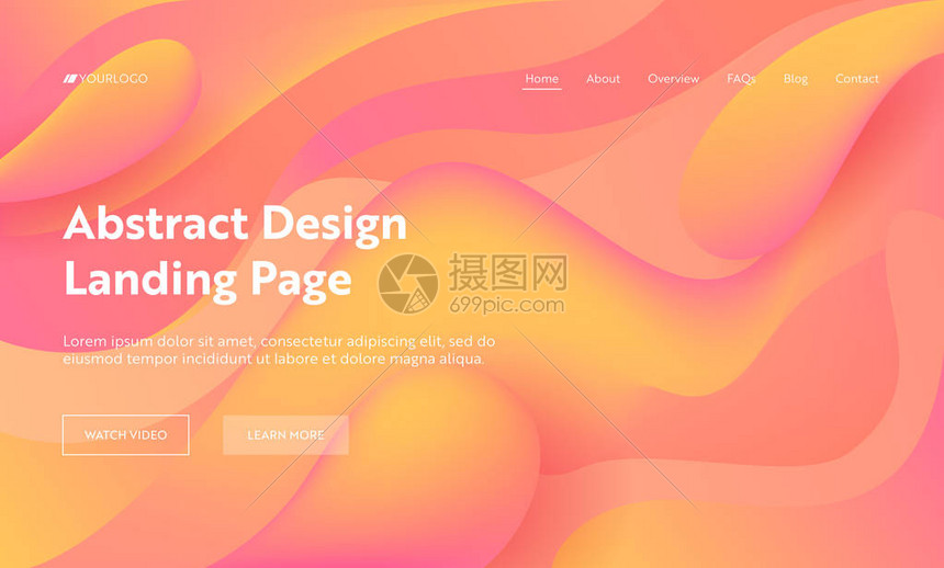橙色抽象波形状登陆页面未来派数字景观渐变图案元素液体创意液体背投网站网页平面动画片向量例证图片