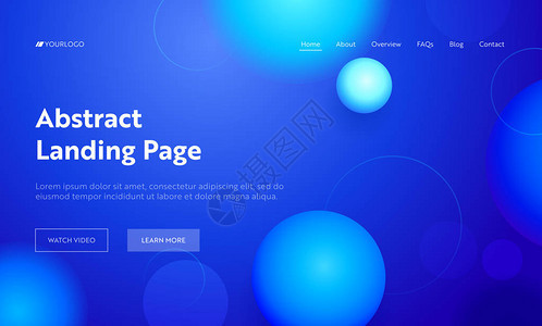 浅蓝色抽象几何圆形状登陆页面五颜六色的设计渐变样式图案创意软霓虹灯球元素的网站网页平面动画片向量例证背景图片