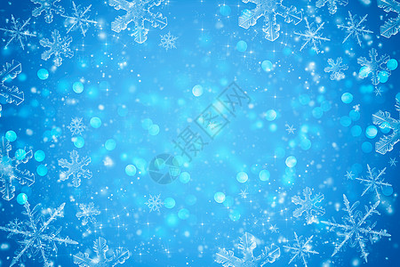 飞雪蓝色创意雪花背景设计图片