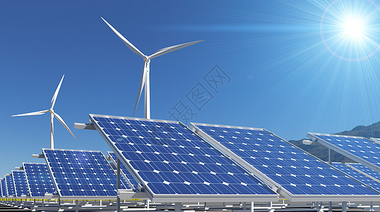 能源风电太阳能剪影风能和太阳能使用场景设计图片