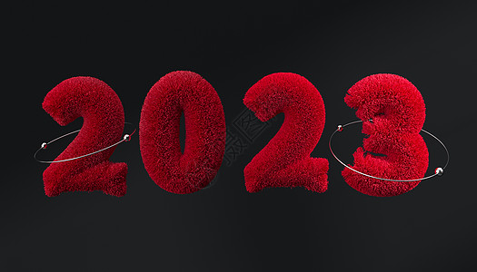 C4D 2023新年毛绒立体字背景图片