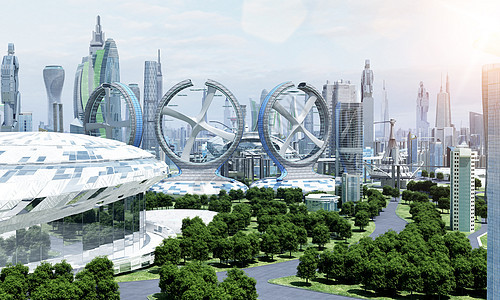 3D新能源科技城市场景图片