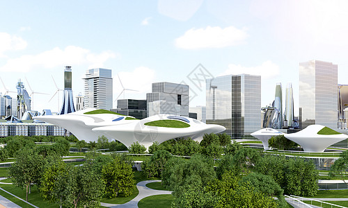 生态公园3D新能源科技城市场景设计图片