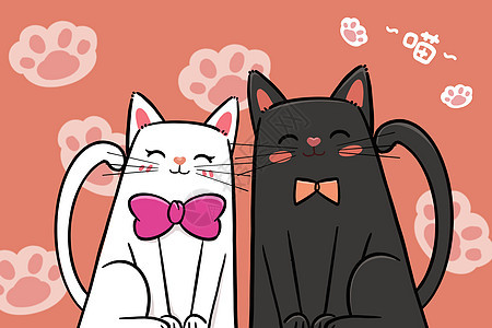情人节可爱猫咪壁纸插画图片