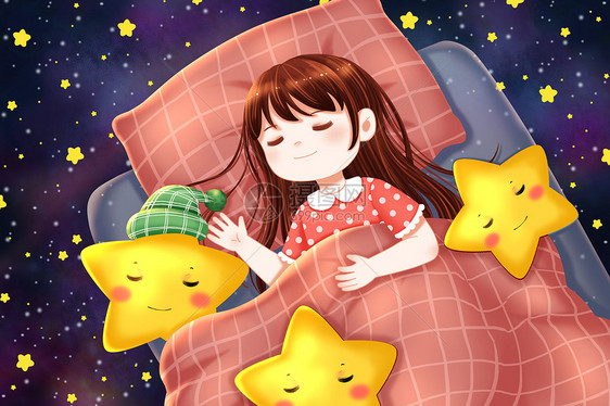 星空里熟睡的女孩图片