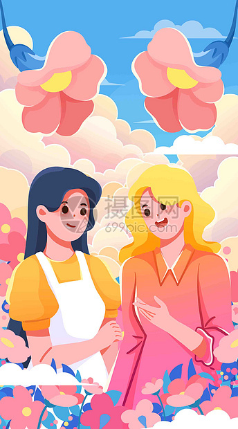 女神节做自己竖屏插画图片