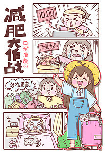 卡通减肥瘦身四格漫画小美女图片