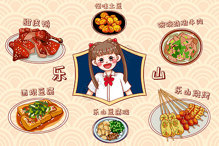 土豆牛肉卡通乐山美食插画