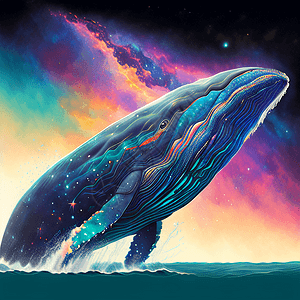 震惊彩色座头鲸插画