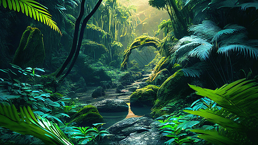 热带雨林景色图片