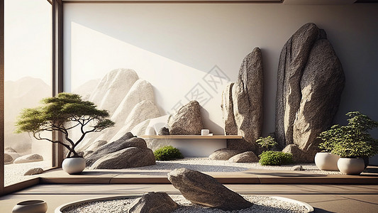 室内设计之日本枯山水背景图片